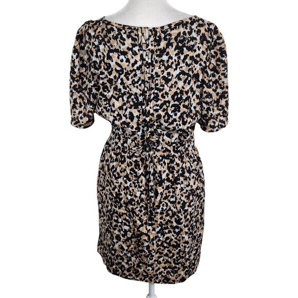 BCBGeneration Animal Print Lace-Up Back Mini Dress Size 8 Black and Tan Dress - Picture 2 of 9